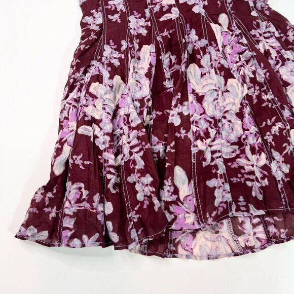 Free People Sully Dress Womens Small Purple Raisin Combo Floral Print Flared NWT - Picture 9 of 10